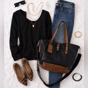 Jessica Simpson Two-Tone Black and Brown Bag